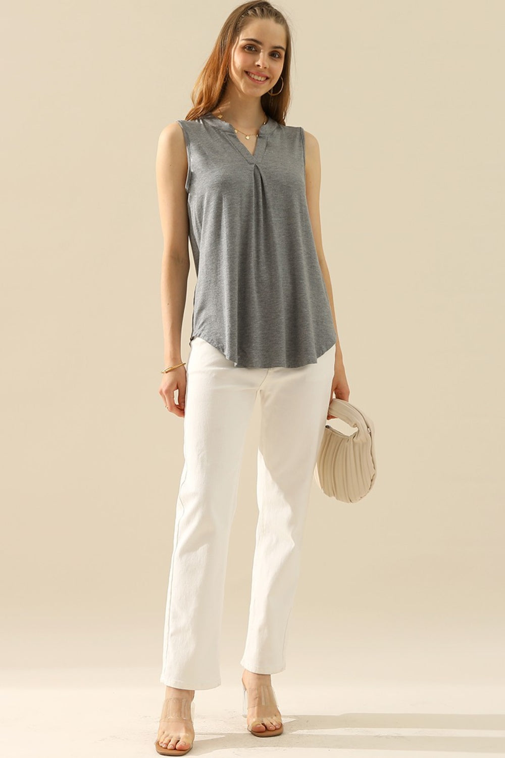 Notched Sleeveless Top | Shop Webbi