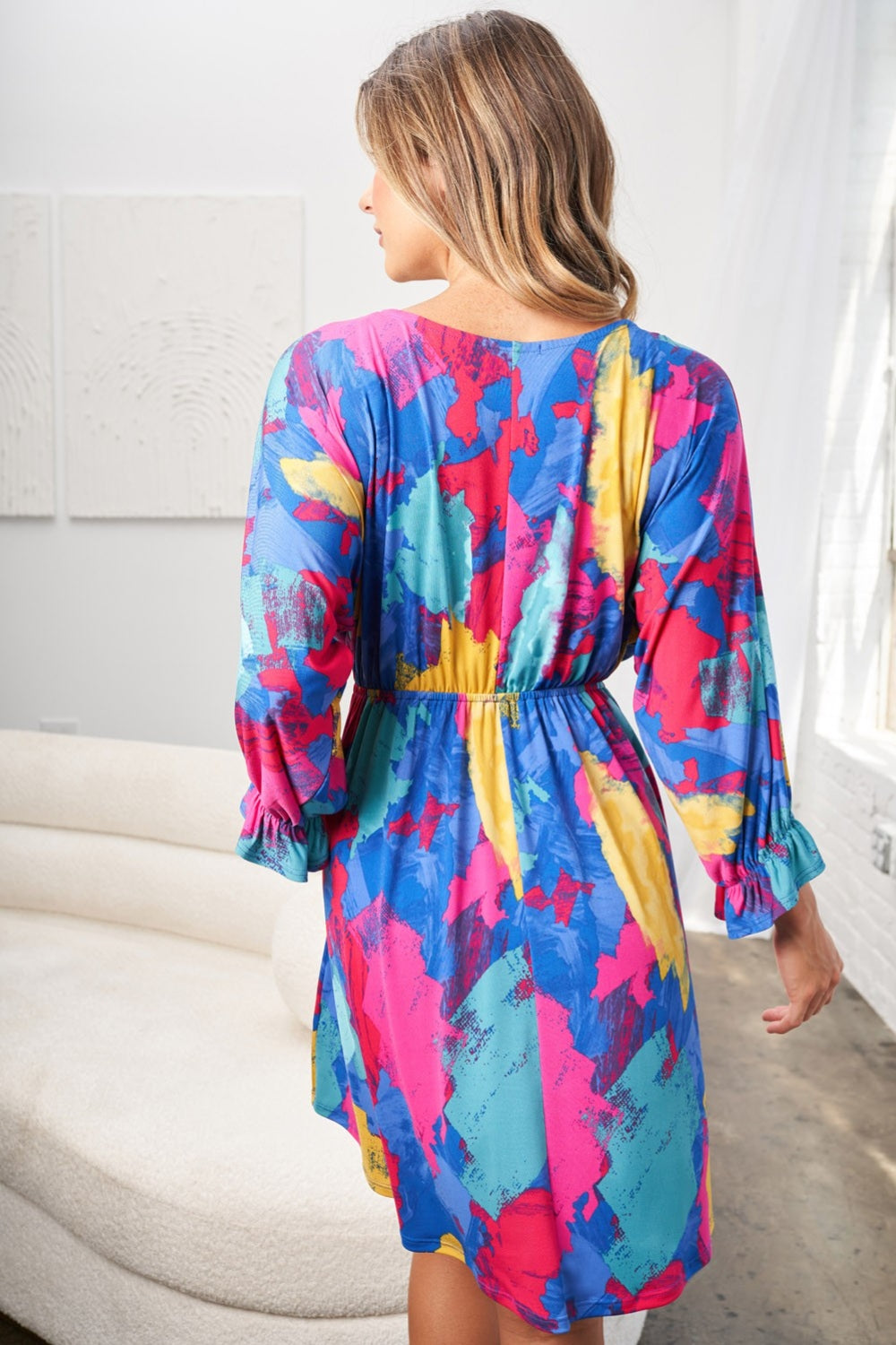 Printed V-Neck Mini Dress (Full Size Options) | Shop Webbi