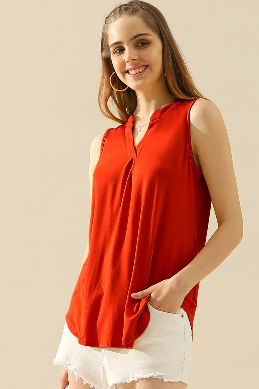 Notched Sleeveless Top | Shop Webbi