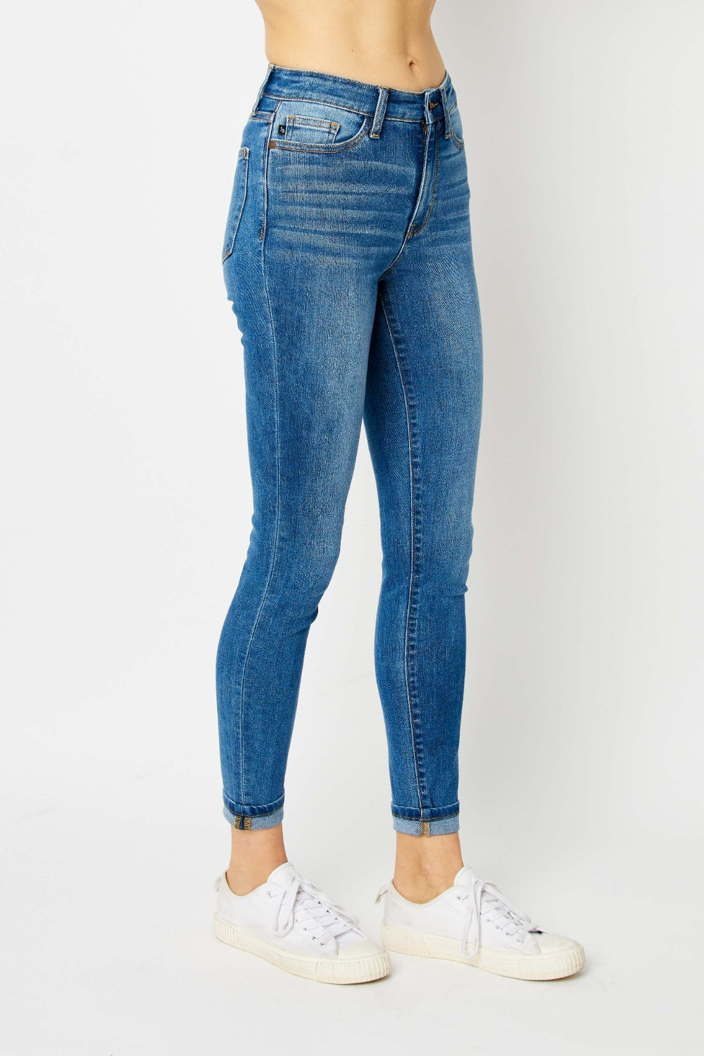 Judy Blue Full Size Cuffed Hem Low Waist Skinny Jeans | Shop Webbi