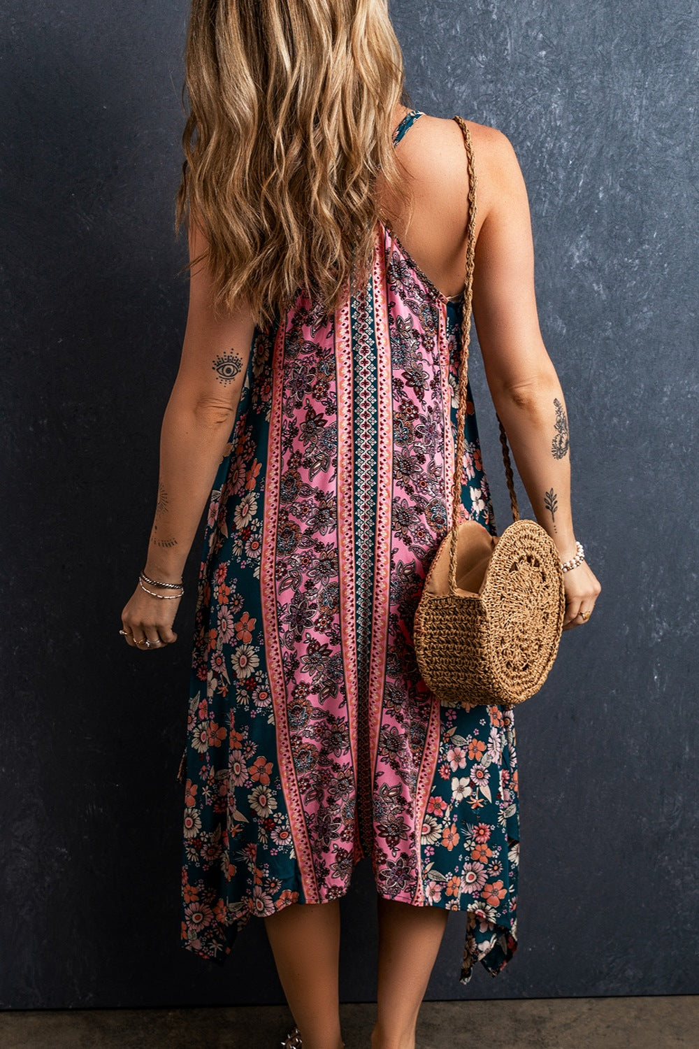 Printed V-Neck Midi Cami Dress | Shop Webbi