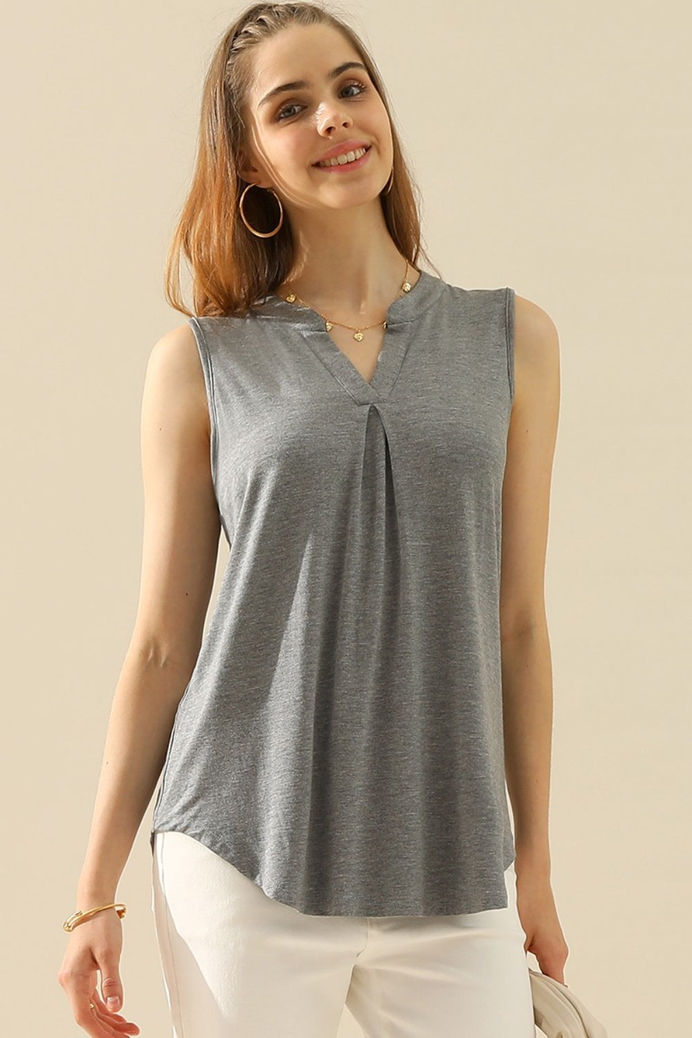 Notched Sleeveless Top | Shop Webbi