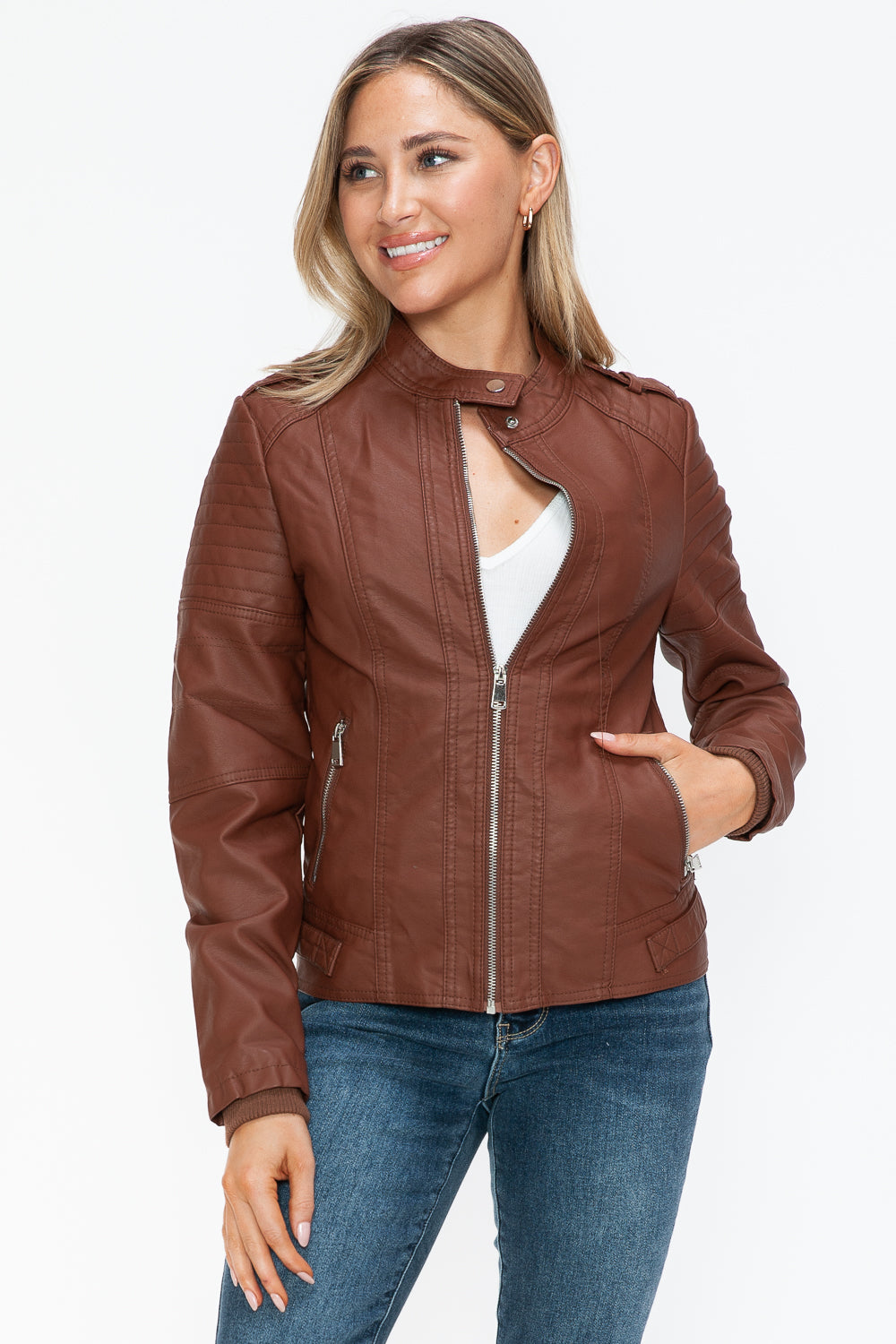 Biker Jacket with Side Zip Pockets