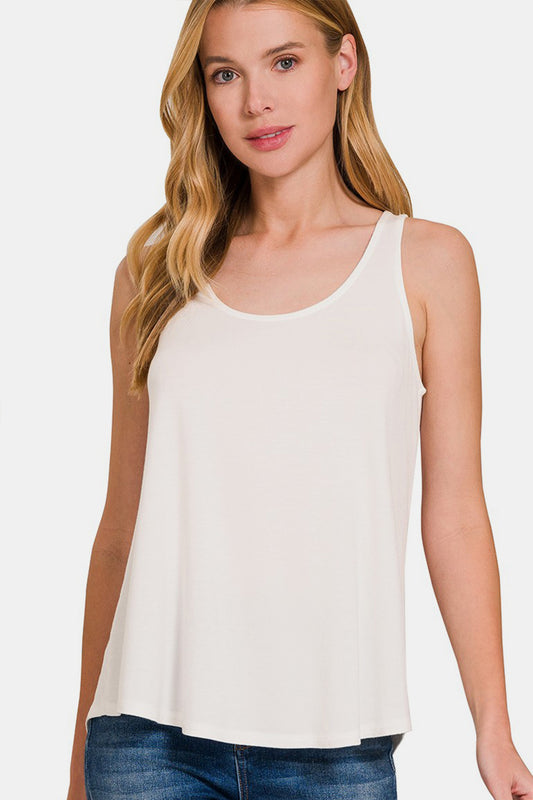 Round Neck Flowy Hem Tank | Shop Webbi