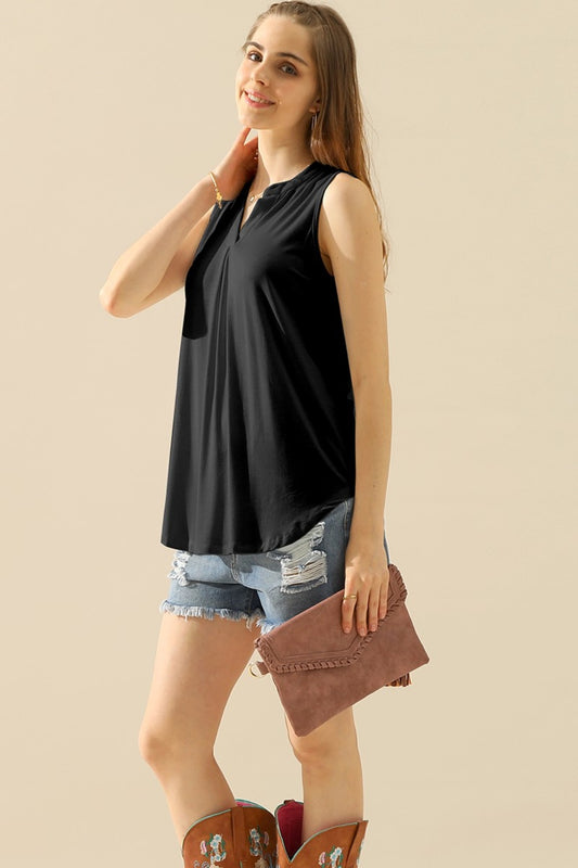 Notched Sleeveless Top | Shop Webbi