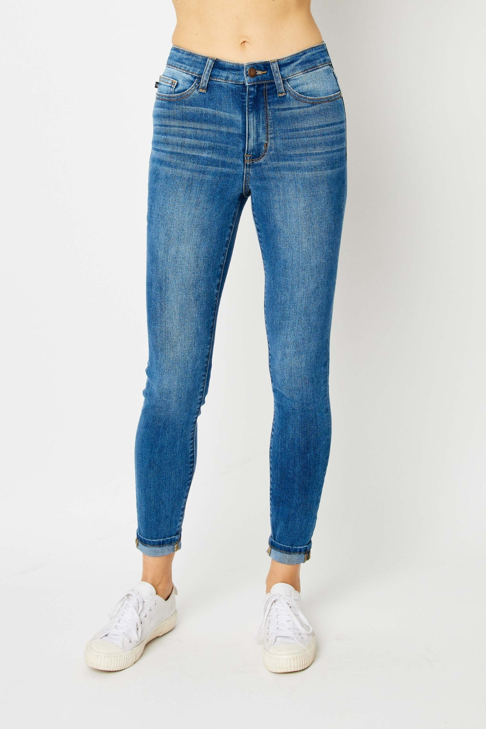 Judy Blue Full Size Cuffed Hem Low Waist Skinny Jeans | Shop Webbi