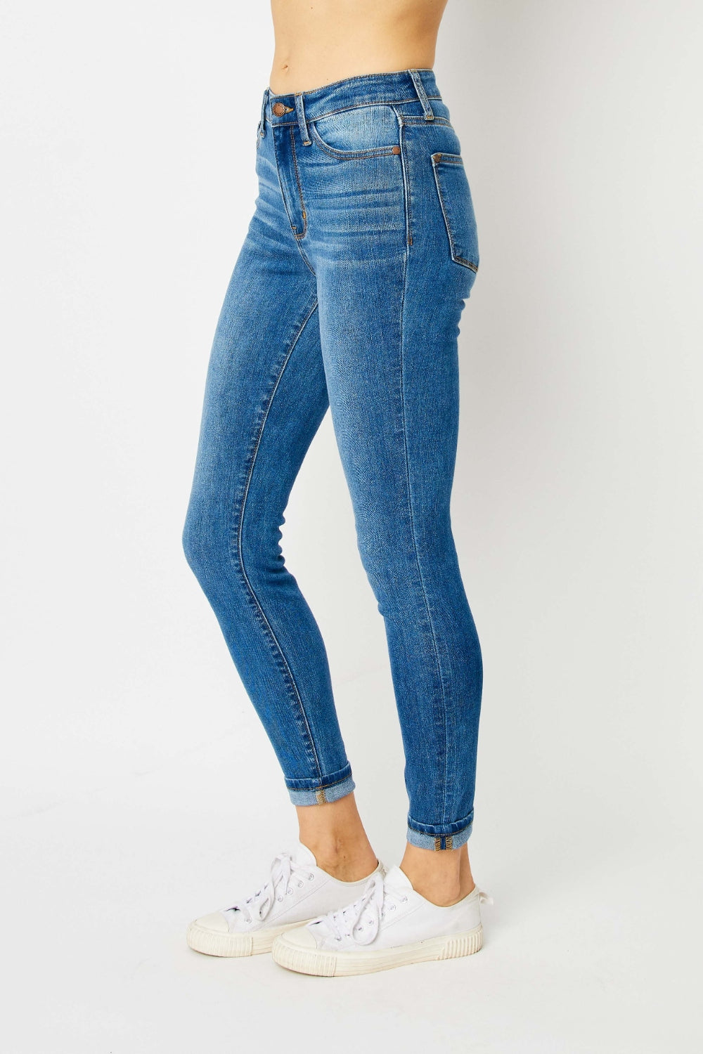 Judy Blue Full Size Cuffed Hem Low Waist Skinny Jeans | Shop Webbi