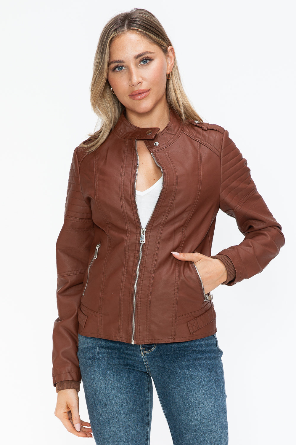 Biker Jacket with Side Zip Pockets