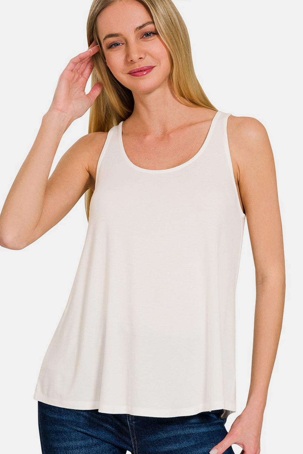 Round Neck Flowy Hem Tank | Shop Webbi