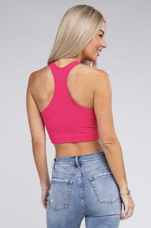 Ribbed Cropped Racerback Tank Top | Shop Webbi