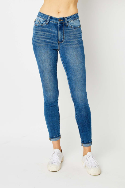 Judy Blue Full Size Cuffed Hem Low Waist Skinny Jeans | Shop Webbi