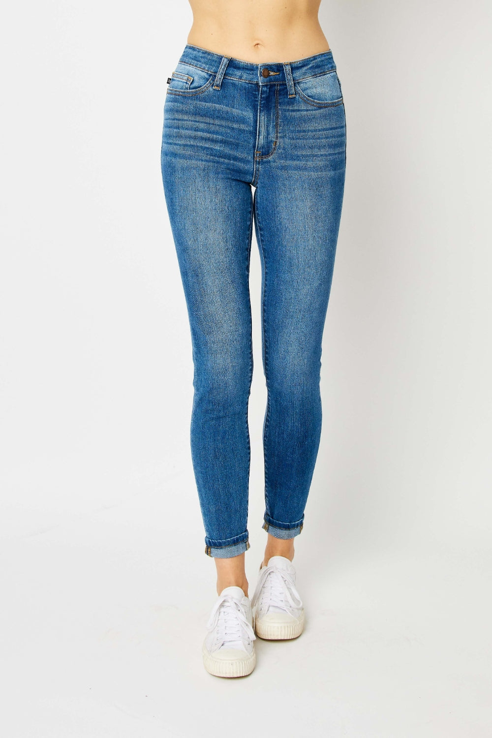 Judy Blue Full Size Cuffed Hem Low Waist Skinny Jeans | Shop Webbi