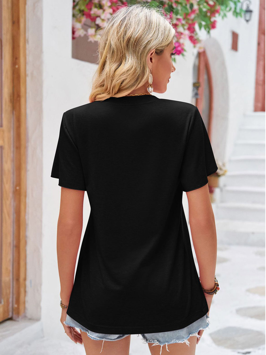 Double Take Ruched V-Neck Short Sleeve T-Shirt | Shop Webbi