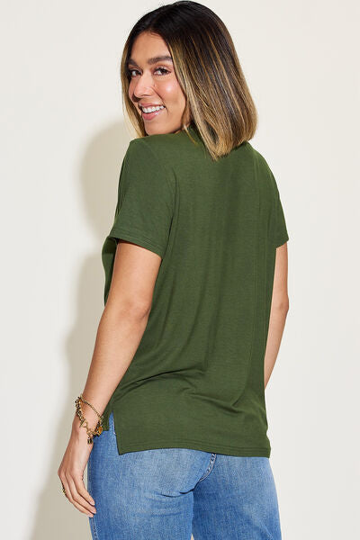 Basic Bae Full Size V-Neck High-Low T-Shirt | Shop Webbi
