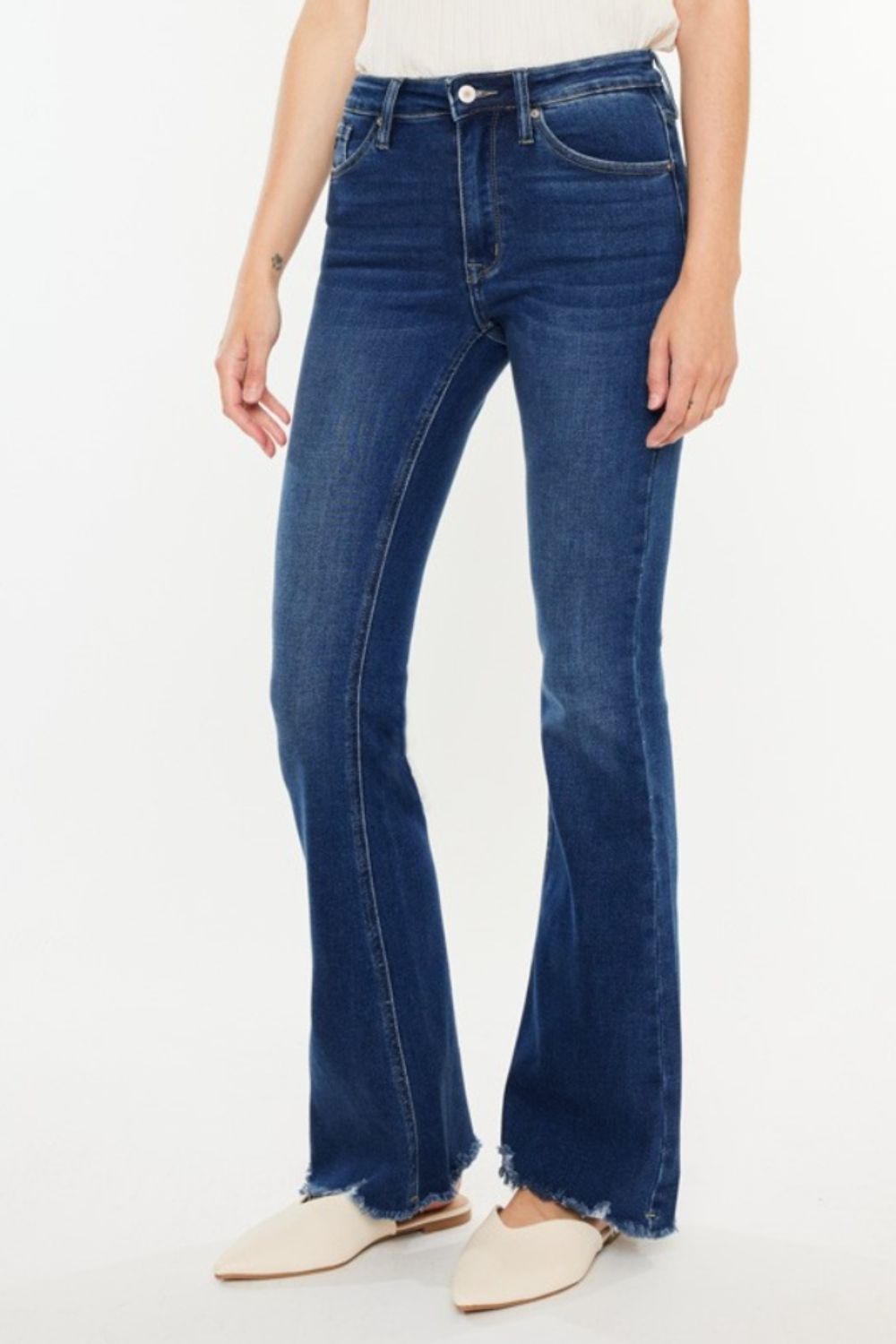 Kancan Cat's Whiskers Raw Hem Flare Jeans | Shop Webbi