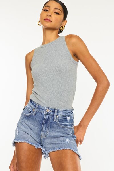 Mariah Kancan Distressed Raw Hem Denim Shorts | Shop Webbi