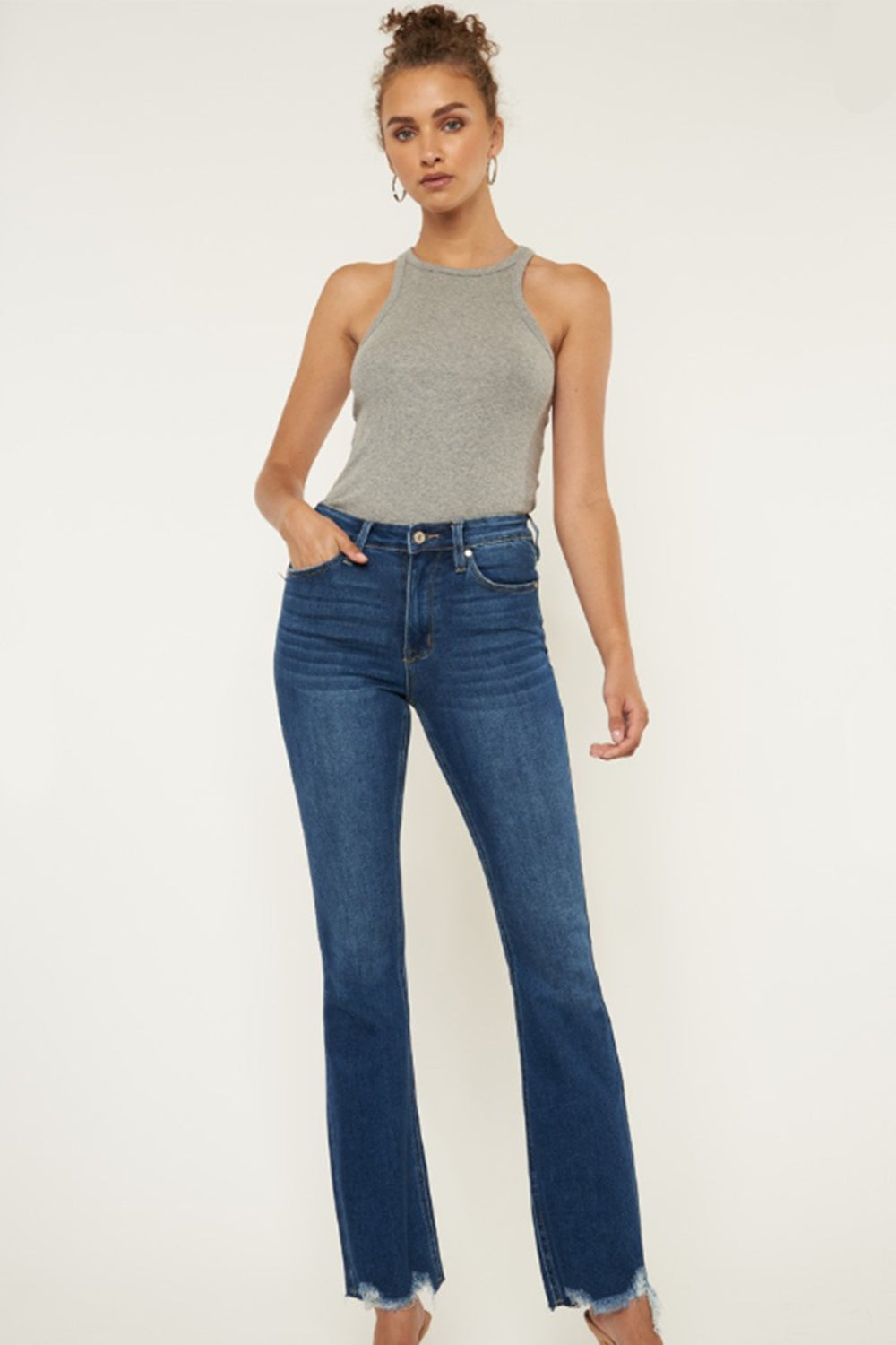 Kancan Cat's Whiskers Raw Hem Flare Jeans | Shop Webbi