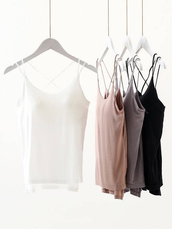 Simple Solid Color High-Low Backless Spaghetti-Neck Shirts | Shop Webbi