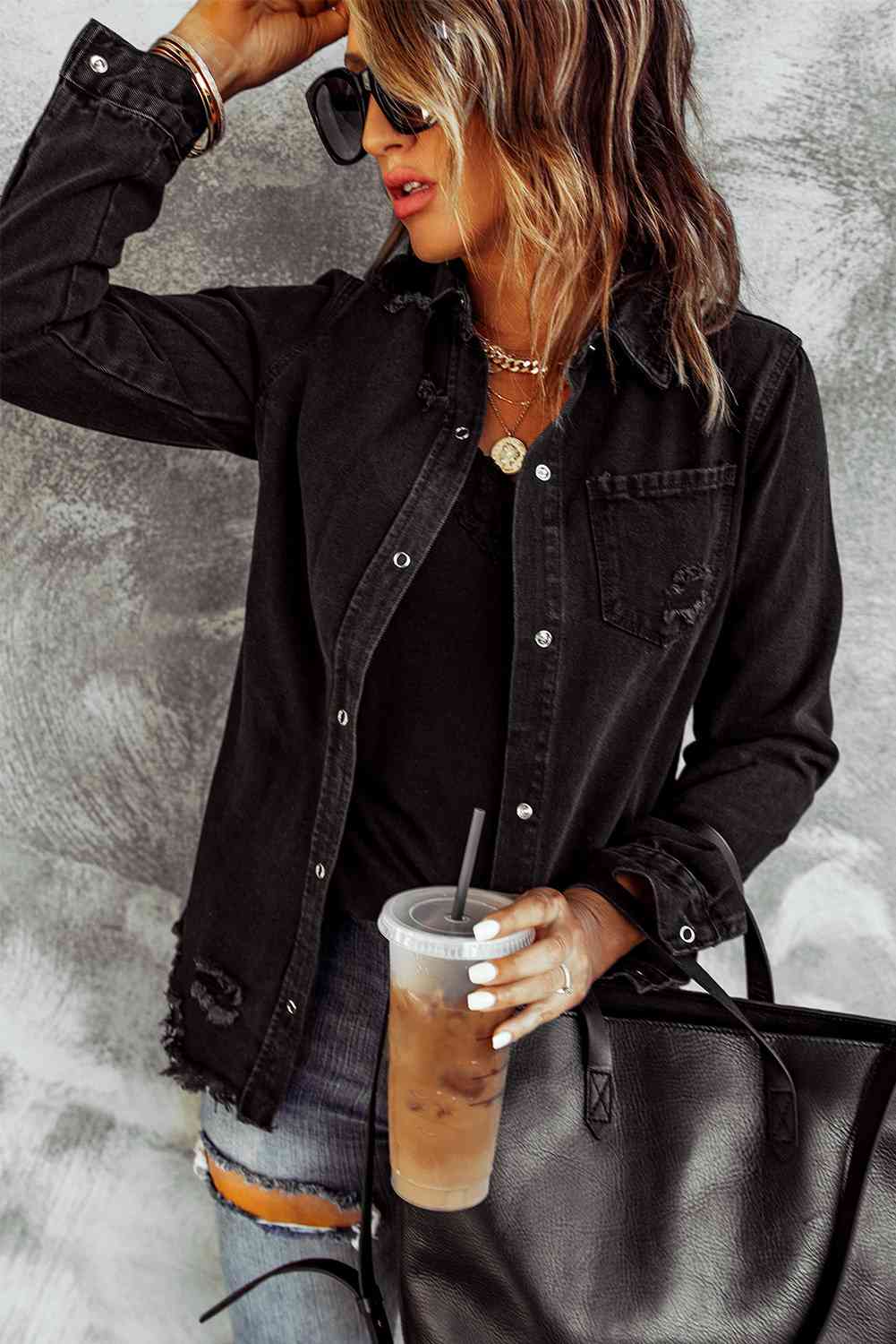 Emma - Distressed Denim Jacket