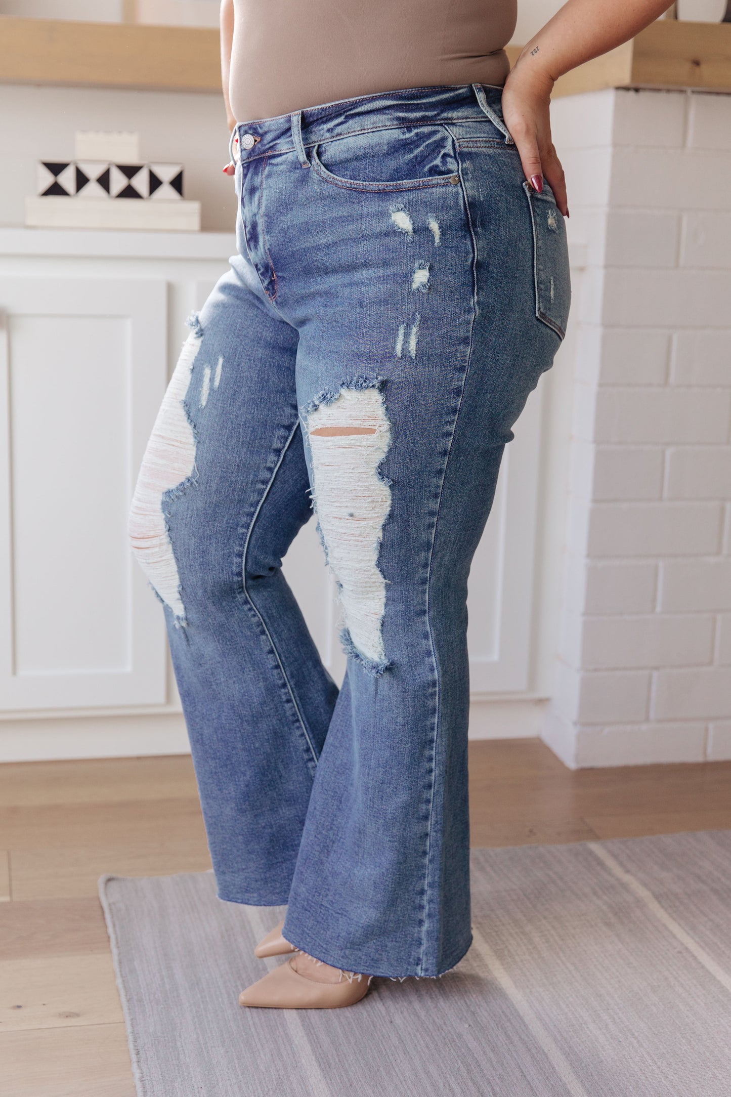 Judy Blue Kiana High Rise Heavy Destroy Flare Jeans