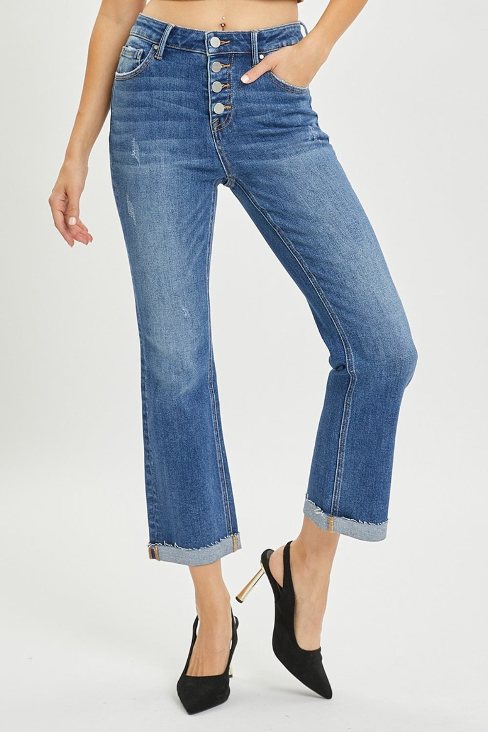 RISEN Full Size Button Fly Cropped Bootcut Jeans | Shop Webbi 