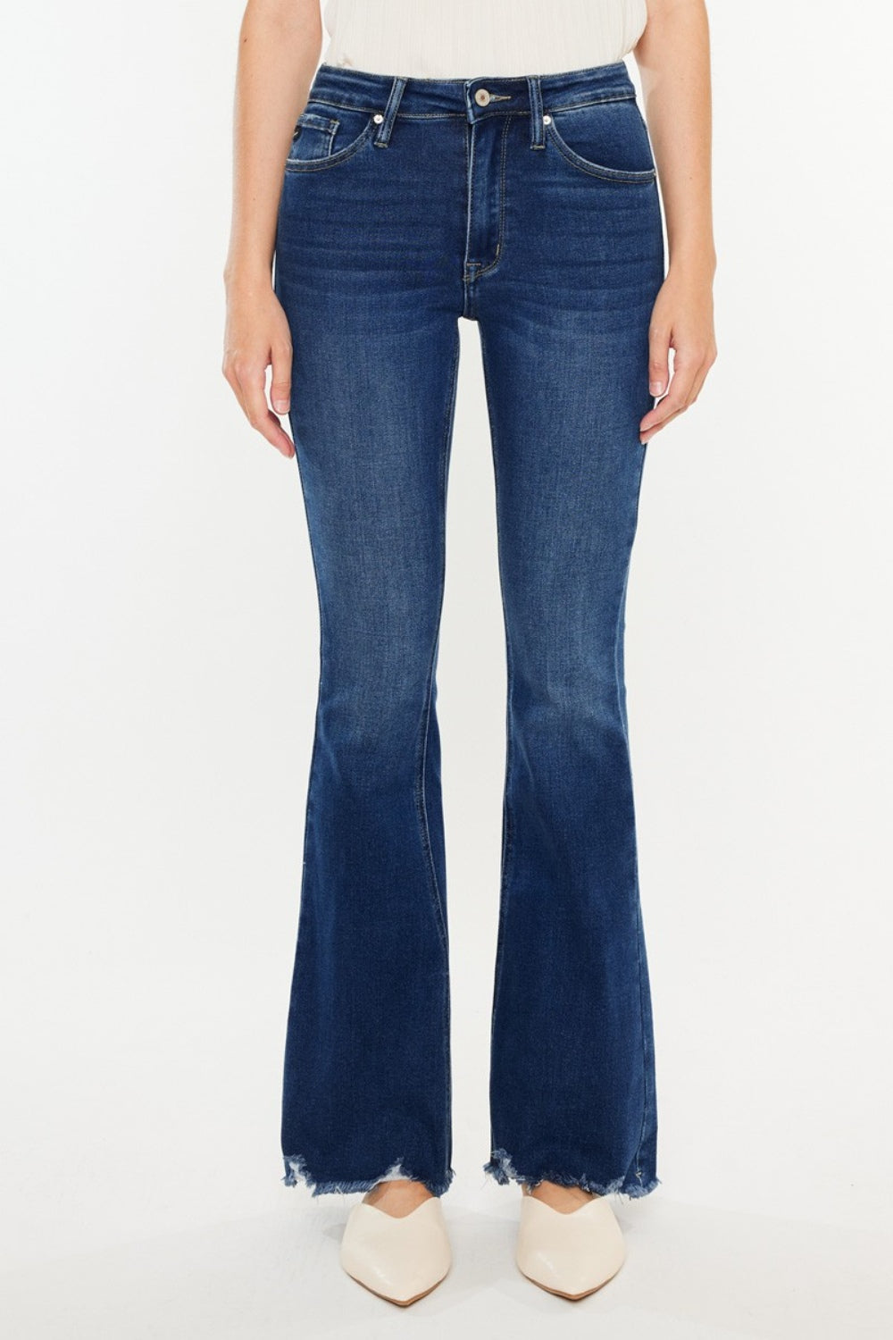 Kancan Cat's Whiskers Raw Hem Flare Jeans | Shop Webbi