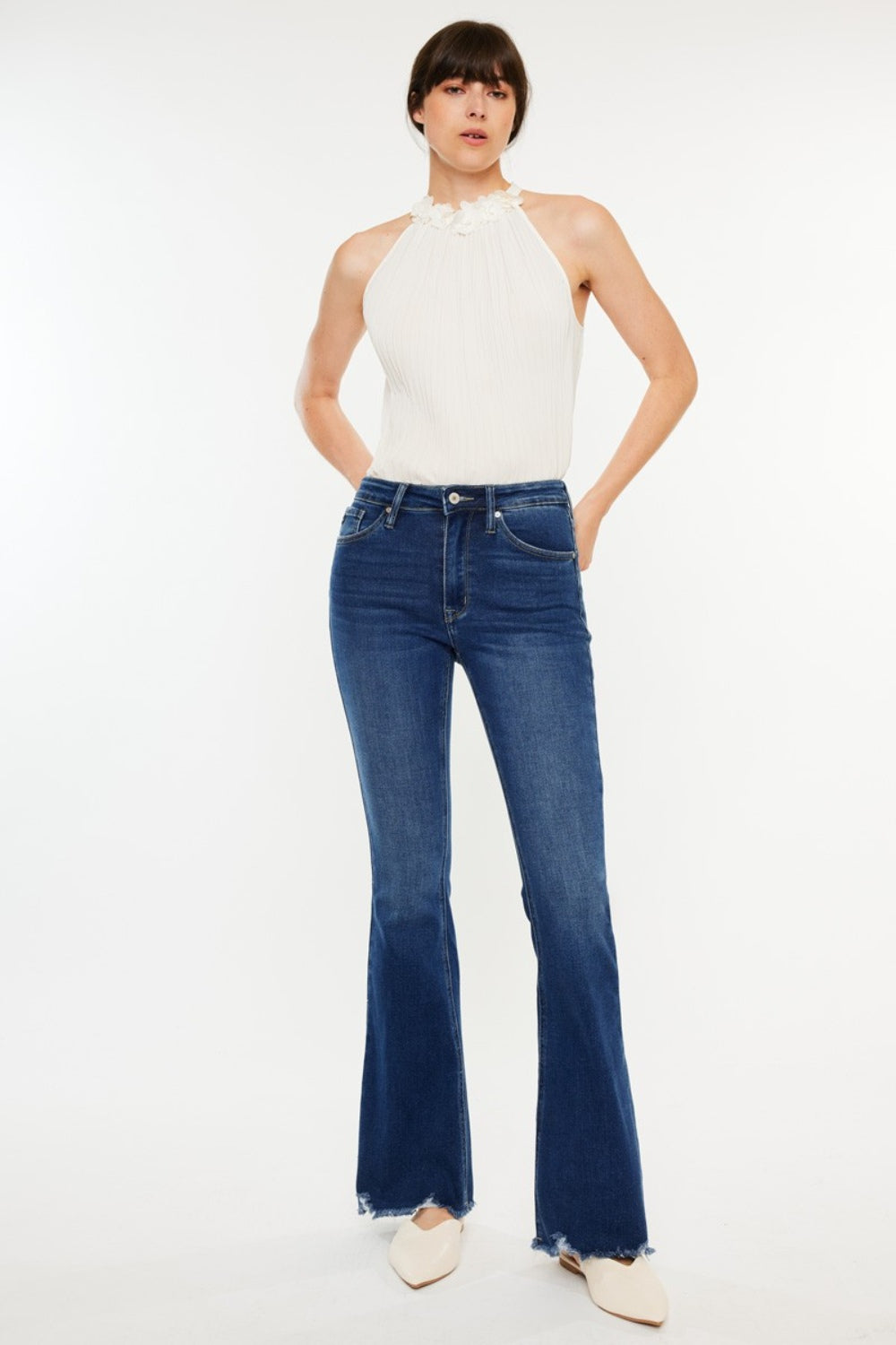 Kancan Cat's Whiskers Raw Hem Flare Jeans | Shop Webbi