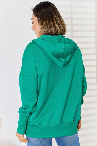Zenana Half Snap Long Sleeve Hoodie | Shop Webbi 